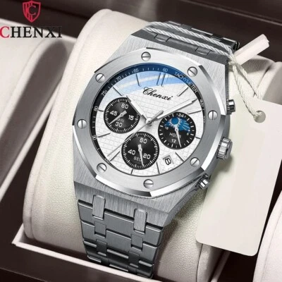Reloj de Lujo CHENXI de Alta Calidad para Hombre Acero Inoxidable Cronógrafo Cuarzo Foto 1 de 4