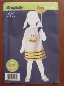 SIMPLICITY PATTERN SEW SIMPLE - 1982 TODDLER'S DRESS w' APPLIQUE 6mths - 4 UNCUT - Picture 1 of 2