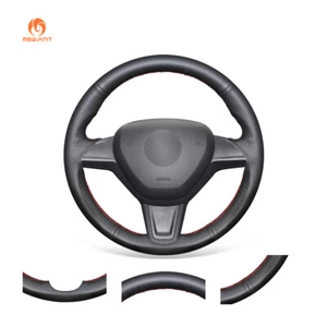 DIY Black Soft Leather Steering Wheel Cover for Skoda Yeti 2014-2016 Rapid 2015 - Imagen 1 de 10