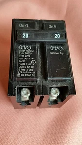 Cutler Hammer BR220 , C220  , 2 Pole 20 Amp Circuit Breaker , 208/240V - Picture 1 of 2