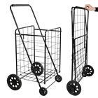 Koreyosh Folding Shopping Cart Basket Utility Trolley Laundry Grocery w/4 Wheels