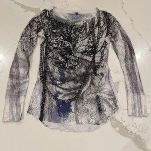 Top de Colección Cache Años 90 Y2K Manga Larga Talla M Flor De Lys Estrás Hada Grunge - Imagen 1 de 10