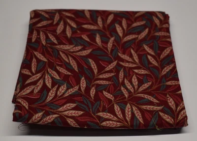 100% Cotton CONCORD FABRICS 22.5" x 43" JOAN KESSLER fall leaves burgundy Vtg - Image 1 of 4