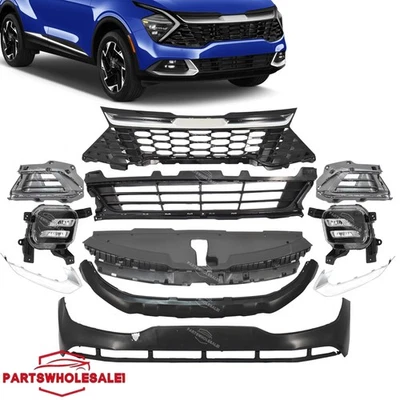 Front Bumper Cover Kit W/Grille& Radiator Cover&Foglights For Kia Sportage 23-24 - Image 1 of 4
