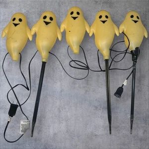 1 Set - VTG Halloween String 5 Light Up Ghosts - Read - Picture 1 of 5