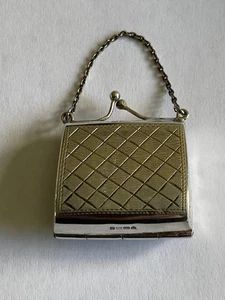 Vintage 925 Sterling Silber Miniatur Geldbörse / Stempeletui mit Kette - LONDON - Bild 1 von 6