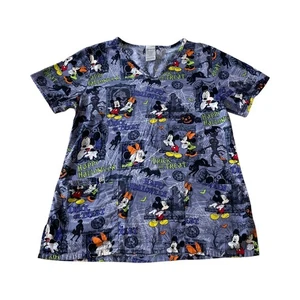 Disney Halloween Mickey & Minnie Mouse Scrub Top S/CH Costume Spooky - Picture 1 of 8