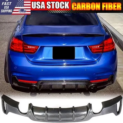 REAL CAARBON Rear Bumper Diffuser Spoiler For BMW F32 F33 F36 435i 440i M Sport - Image 1 of 4