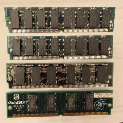 Lote de 4 Módulos RAM SIMM 30 Pines De Colección 4 MB Cada Siemens Goldstar EE. UU. 16 Mb Foto 1 de 4