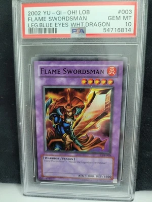 2002 Yu-Gi-Oh! Flame Swordsman LOB-003 Super Rare PSA 10 Legend of Blue Eyes - Image 1 of 2