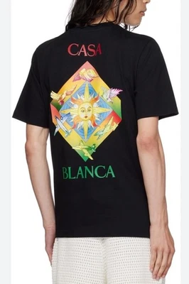 CASABLANCA LES ELEMENTS ORGANIC COTTON T-SHIRT IN BLACK-Sz Medium 21” Pit To Pit - Image 1 of 4