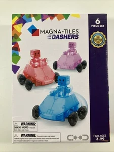 Magna-Tiles Dashers 6 Piece Set Magnetic Toy Car Racing Construction Educational - Picture 1 of 8