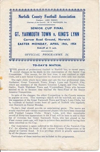 NORWICH CITY - Gt Yarmouth v Kings Lynn (Norfolk Cup Finale @ Carrow Road) 1954 - Bild 1 von 1
