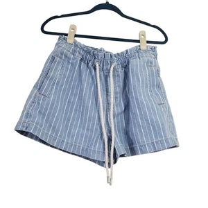 Loft Womens Denim Blue Striped Shorts Size M Nautical Beach Summer Vacation - Picture 1 of 7