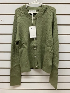 Free Assembly Women’s Cozy Cable Knit Cardigan Sweater Size Small Green - Picture 1 of 4