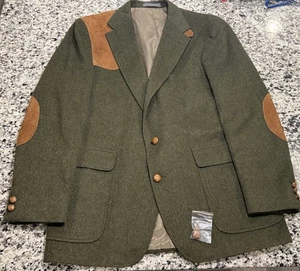 Chaqueta de tiro de lana verde vintage Orvis Tyroler Loden talla 44L parches en el codo tostados - Imagen 1 de 14