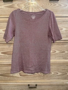 Women’s Chicos Striped Scoop Neck Tee Red And White Size 1 EUC - Picture 1 of 2
