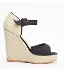 women shoes high heel wedge sandals espadrillles size 7 black