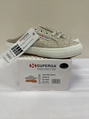 Superga 2402 Faux Croco Taupe CR Slip On Mules Slide Women’s Size 6 Sneakers - Image 1 of 4