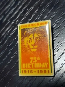 Vintage San Diego Zoo 75th Birthday Souvenir Keepsake 1991 Lion Pin Pinback gm - Picture 1 of 2