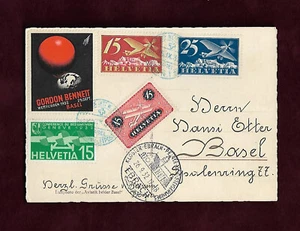 Gordon Bennett 1932 Basilea vuelo globo correo aéreo Helvetia; 62151 - Imagen 1 de 2