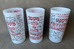 Lot 3 Vintage OKLAHOMA SOONERS 1973/74/75 Tumbler Gläser Big 8 National Champions - Bild 1 von 17
