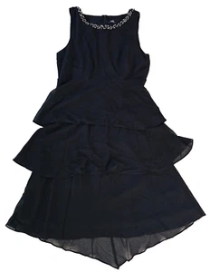 Wallis Black Chiffon Ruffle Tiered Formal Dress - Size 12 - Picture 1 of 7