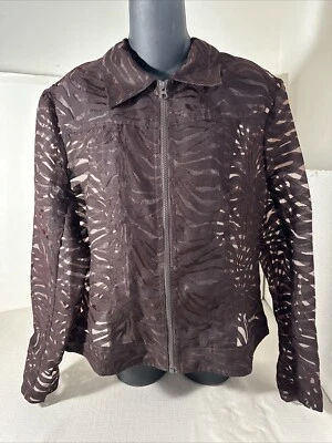 PECK & PECK WEEKEND SHEER ZIP UP JACKET WOMEN’S XL Foto 1 de 4