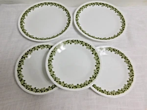 E7 - Corning Ware Corelle Spring Blossom Green Salad Plates 2 + 3 Bread Plates - Picture 1 of 5