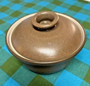 Vintage Heide Keramik Sausalito 5 1/4" bedeckt Kasserolle braun creme seltene Größe - Bild 1 von 8