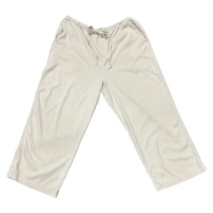 Tommy Bahama Women's Silk Crop Pants Wide Leg Elastic Tie Waist Beige Tan SZ M - Picture 1 of 5