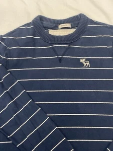 Abercrombie Kinder Jungen Langarmshirt blau gestreift Elch Logo Rundhalsausschnitt Baumwolle XL - Bild 1 von 12