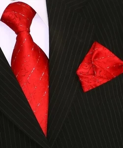 Binder de Luxe Diseñador Corbata Toalla de inserción Set Corbata 316 Rojo 2 Piezas - Imagen 1 de 3