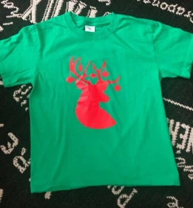 New PORT Green Red 6-8 S REINDEER TEE T-Shirt S/S Boy Girl KIDS Xmas Shirt S/S - Picture 1 of 7