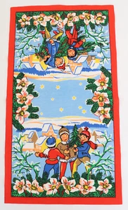 Runner Natale DDR Tovaglia Vintage Bambini Baum Monti Metalliferi 60er Rare - Imagen 1 de 4