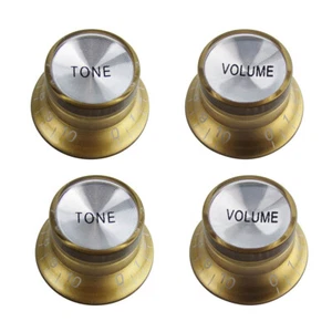 4 Electric Guitar Gold Knobs 2 Volume 2 Tone Control Top Hat Reflector For SG LP - Picture 1 of 12