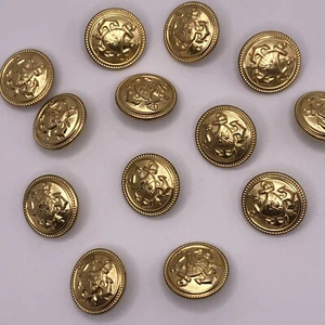 Vtg Waterbury Button Co Round Gold Anchor Shield Shank Navy 20mm Lot of 4 C1 - Picture 1 of 8