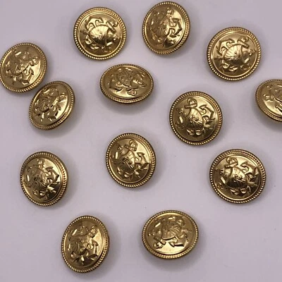 Vtg Waterbury Button Co Round Gold Anchor Shield Shank Navy 20mm Lot of 4 C1 - Image 1 of 4