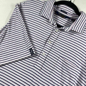 Polo Golf Ralph Lauren Men Polo Sz L Blue Pink Stripe Short Sleeve Stretch Lisle - Picture 1 of 12