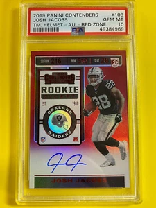 PSA 10 2019 Contenders Josh Jacobs Red Zone Helmet Sp Autograph Rc Pop 3 #106 - Picture 1 of 3