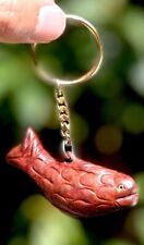 Fish Brown Leather Handmade Animal Keyring Keychain Key Ring