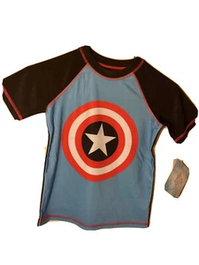 Boys Small Marvel Captain America Shirt - Wearable UPF 50+ Sunblock Cool T-Shirt - Picture 1 of 8