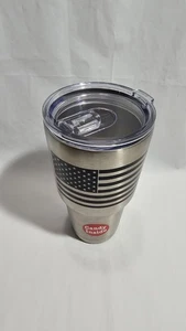 Gebrauchter schwarzer Edelstahlbecher mit amerikanischer Flagge und Deckel - Bild 1 von 9