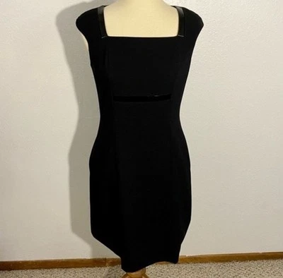 Andrew Marc NY 黑色紧身连衣裙女式 S 码船领帽袖口袋 — 第 1/4 张图片