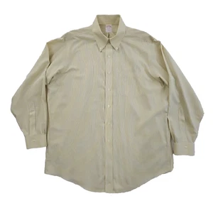 Brooks Brothers Shirt Men's 16 1/2 - 34 Yellow Stripe Classic Fit No Iron EUC LN - Picture 1 of 17