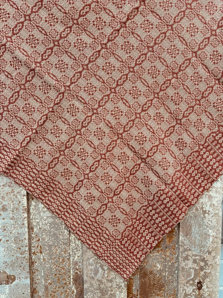 New Primitive FALL TAN BURNT ORANGE COVERLET TABLE SQUARE Tablecloth Topper 52" - Image 1 of 1