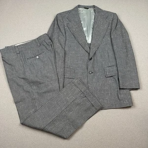 Vintage 50s Houndstooth Pattern Suit Size 34x29 Blazer Trousers Set Estate - Picture 1 of 18