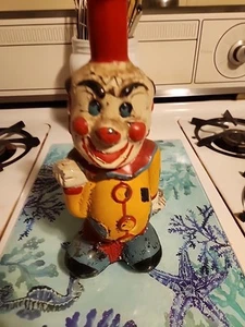 Unique 11" Tall Clown Viarengo 1950s Italy Hand Painted Glass Wine Bottle - Picture 1 of 7