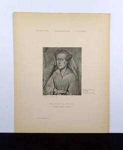 Portrait of the Wife of the artist Roger van der Weyden, 1896 German lithograph - Picture 1 of 4