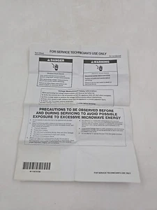 Whirlpool Microwave Model WMH53521HZ06 Sevice Tech Sheet Failure Code Procedures - Picture 1 of 3